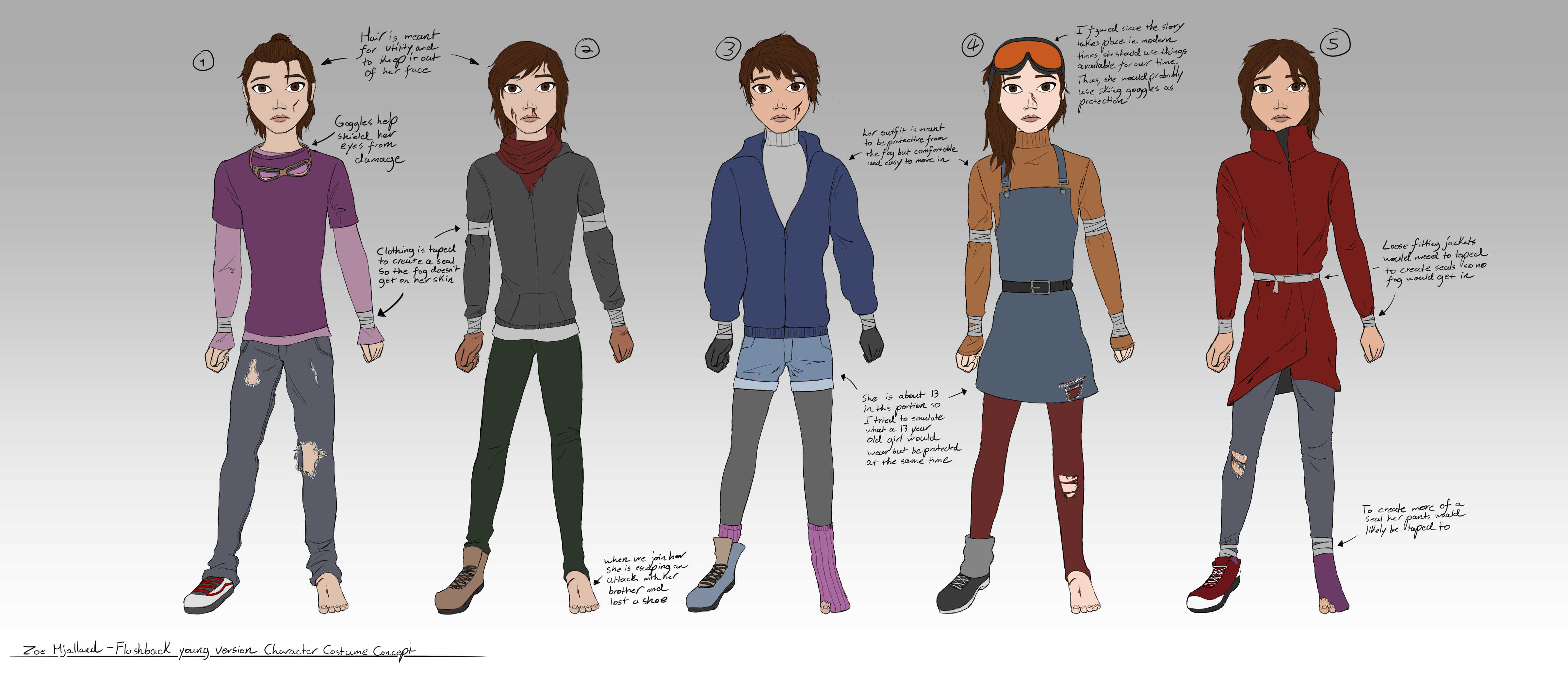 Main character 1 young version costume exploration