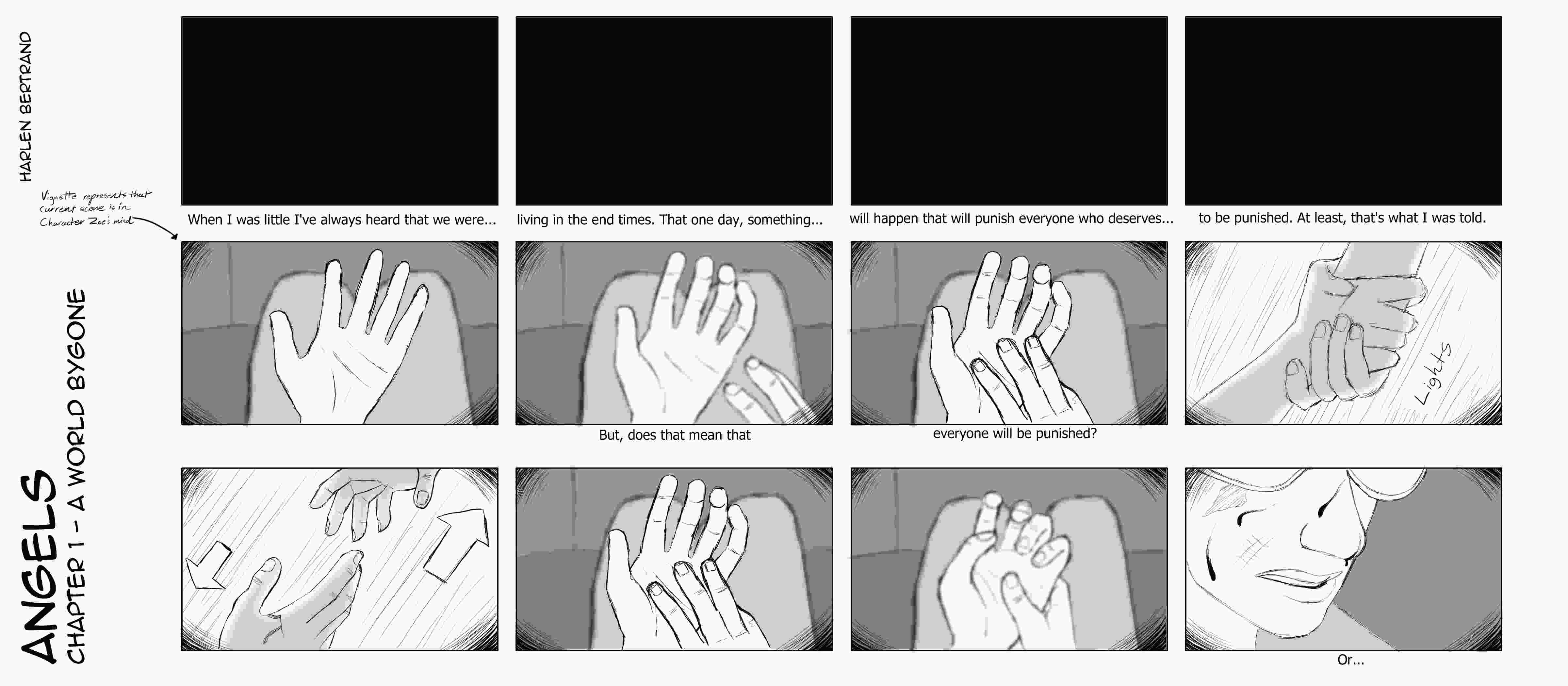 Page 1 of the Angels Storyboard