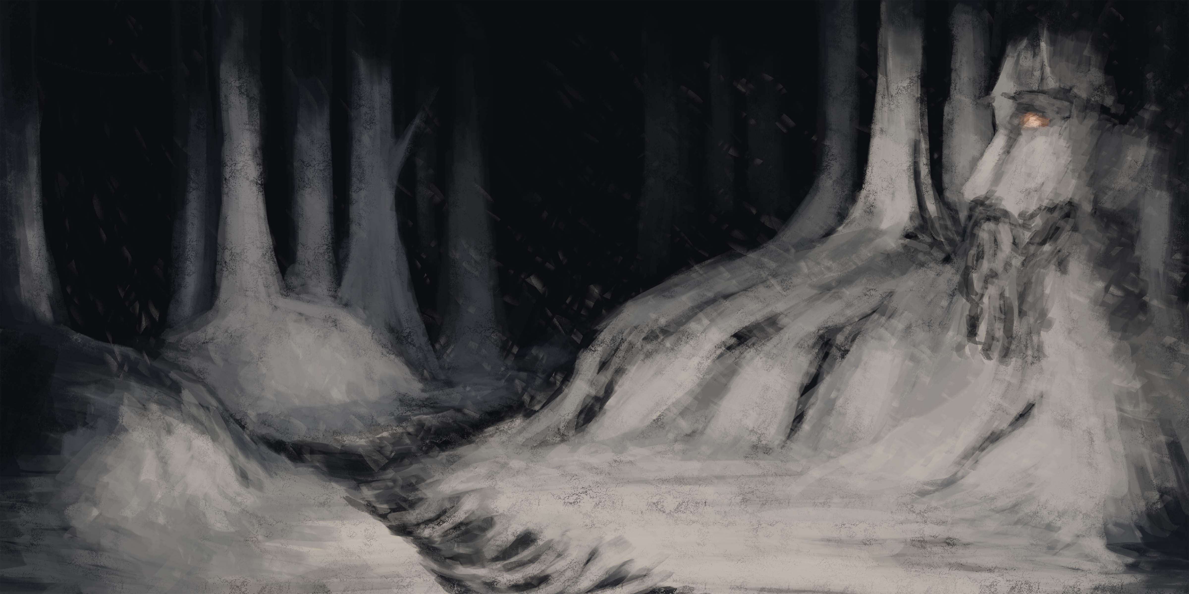 Concept painting for forest sequence