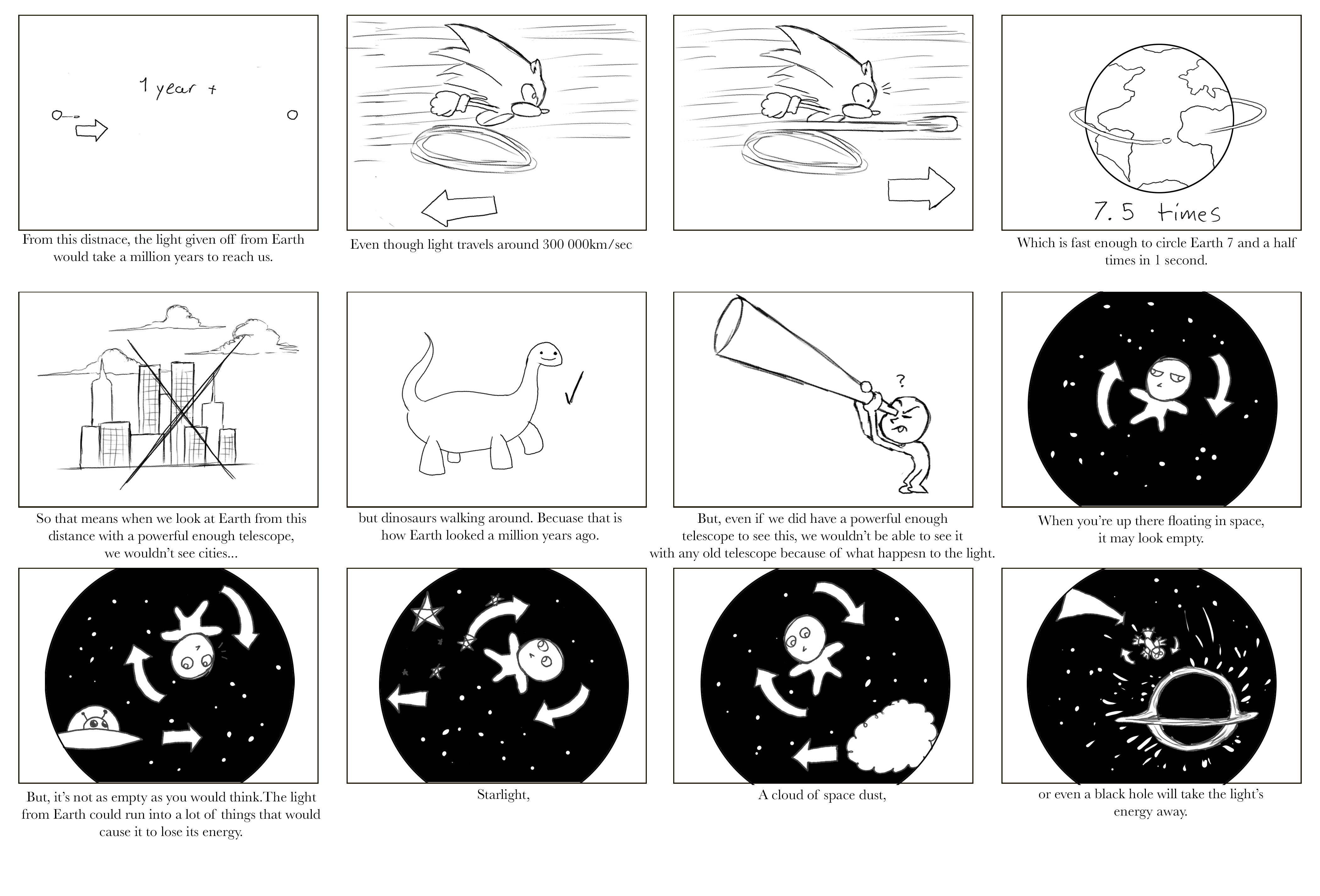 Second page of James Webb Telescope storyboard